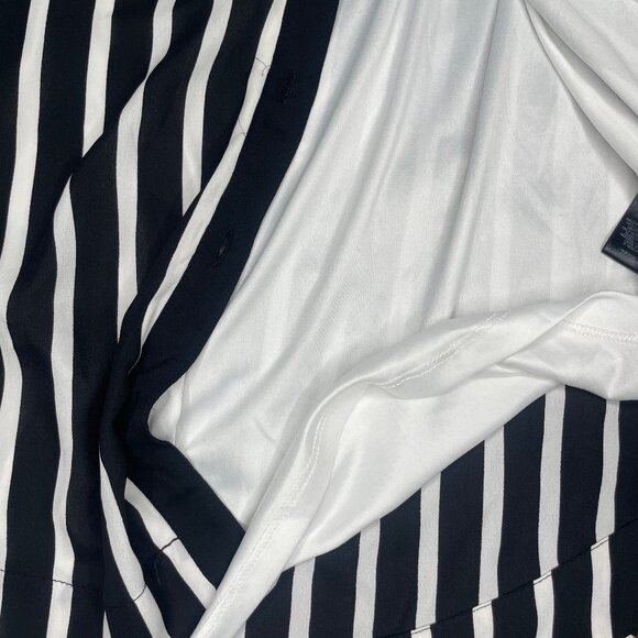 Express Women's Portofino Black White Striped Shirt Dress Roll Tab Sleeve XS - Picture 9 of 16